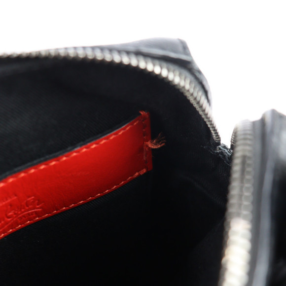 Christian Louboutin Bench Reporter Shoulder Bag Leather Black Red - Picture 7 of 9